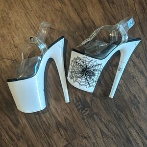 Pleaser blacklight reactive spider heels 8 inches